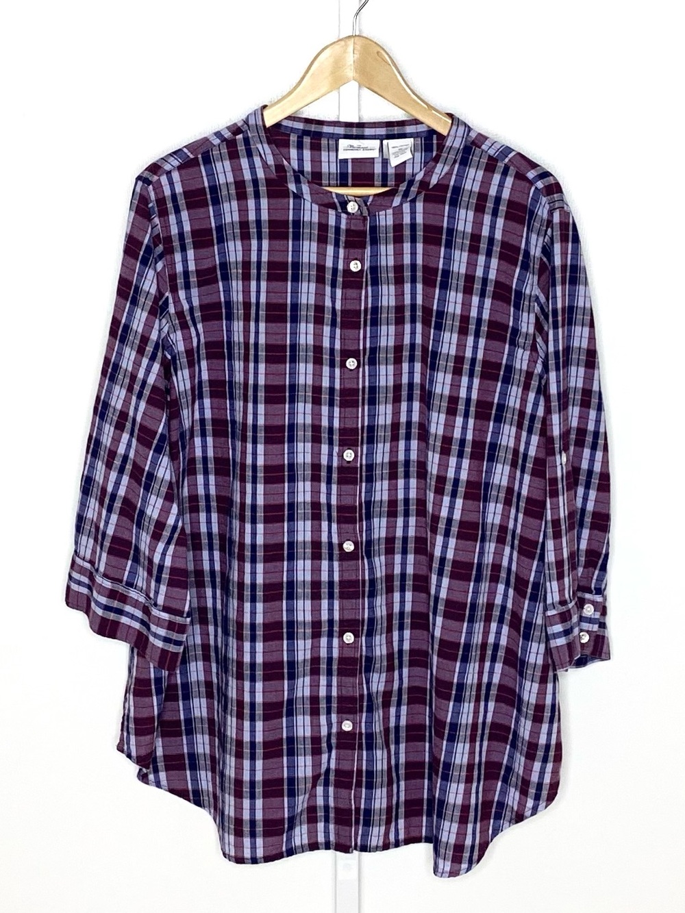 The Vermont Country Store | Purple/Red Plaid 100% Cotton Button-Down Shirt Sz 1X